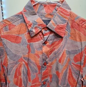 (Armani Exchange) Red And Navy Floral Button Down